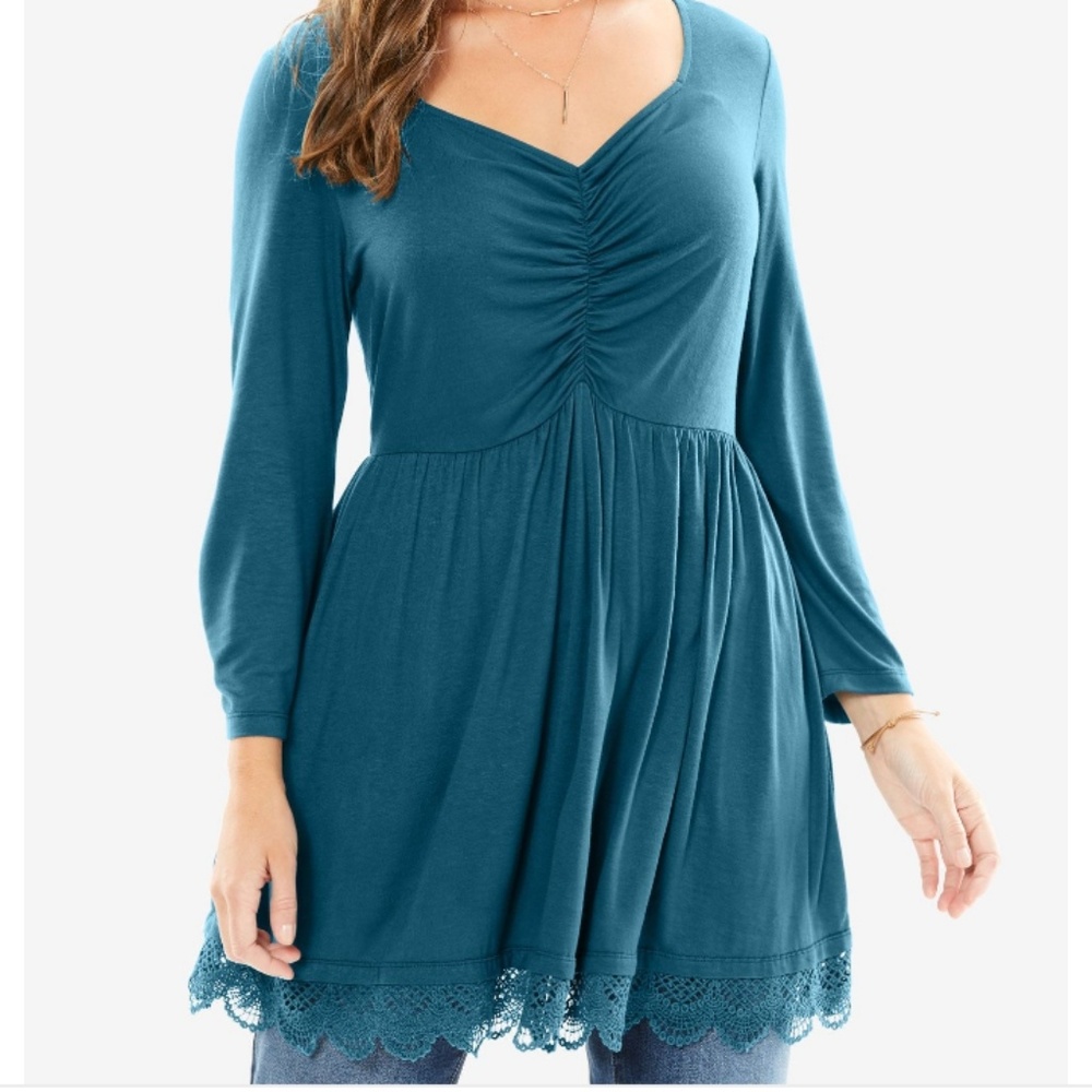 Chelsea Studio Sweetheart Neck Lace Tunic